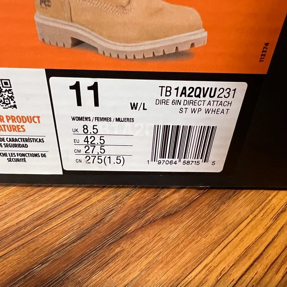 Brand New ! Women's Timberland Pro Wheat 6” Steel Safety Toe Boots-Size 11 - Picture 4 of 6